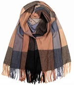 Apaszki i szaliki damskie - Ciepły szal szalik w kratę z frędzlami Piękne kolory Długi - miniaturka - grafika 1