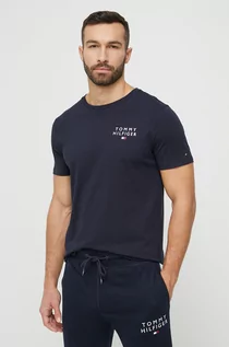 Koszulki męskie - Tommy Hilfiger t-shirt bawełniany kolor granatowy z nadrukiem - grafika 1
