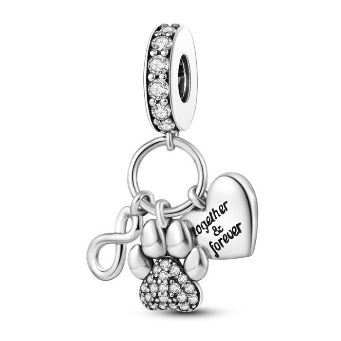 Zawieszka SREBRO 925 Charms koralik łapa Pupila Serce