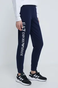 EA7 Emporio Armani spodnie dresowe kolor granatowy z nadrukiem - Spodnie damskie - miniaturka - grafika 1