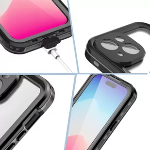 Etui do iPhone 15 Plus wodoodporne Mag Safe Case pancerne wodoszczelne obudowa czarno-szare - Etui i futerały do telefonów - miniaturka - grafika 4