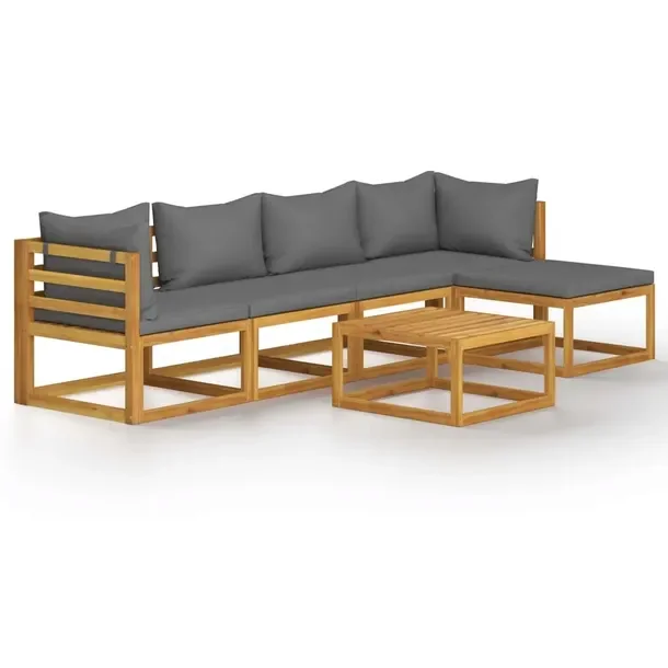 Zestaw Wypoczynkowy z Drewna Akacjowego, Stolik 68x68x29 cm, Sofy, Podnóż