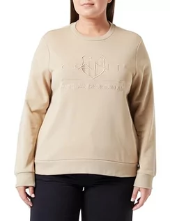 Bluzy damskie - GANT Damska bluza Reg Tonal Shield C-Neck Sweat, khaki (Dark Khaki), S - grafika 1