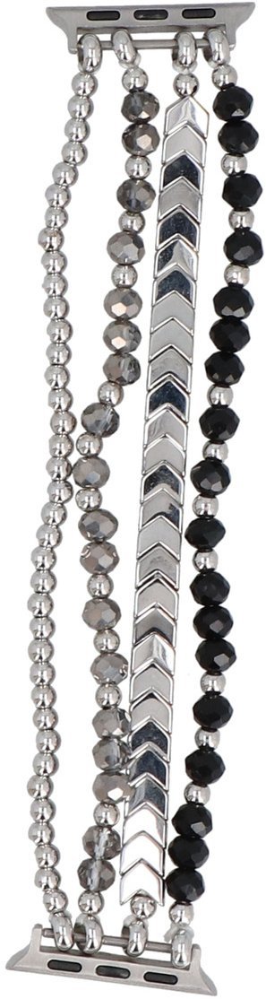 GlacierX bransoleta do smartwatcha Multi Strand Beaded Bracelet Onyx Shine do Apple Watch 38/40/41mm Srebrno-czarna