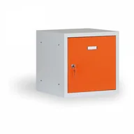 Szafy i regały magazynowe - Alfa 3 Pojedyńcze schowki 300x300x300 mm, korpus szary, drzwi pomarańczowe 126352 - miniaturka - grafika 1