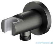 Baterie umywalkowe - Omnires przyłącze kątowe mosiężne z uchwytem na słuchawkę grafit 8873GR | - miniaturka - grafika 1