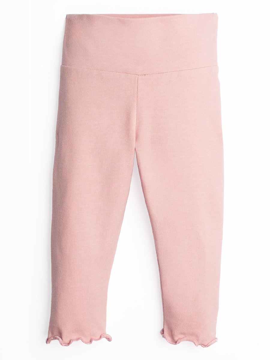 Niemowlęce legginsy z ozdobną falbanką pudrowe Nicol r.74