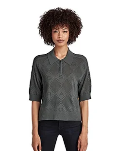 G-STAR RAW Damska koszulka polo z dzianiny Pointelle, Szary (Graphite D20494-b754-996), S - Koszulki i topy damskie - miniaturka - grafika 1
