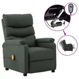 vidaXL Lumarko Rozkładany fotel masujący, elektryczny, szary, ekoskóra 3073680 - Fotele - miniaturka - grafika 1