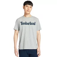 Koszulki męskie - Timberland Męski T-shirt Ss Linear Logo, Med Gry Heather, S, Med Gry Heather, S - miniaturka - grafika 1