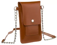 Torebki damskie - Mała torebka damska crossbody na telefon z zakładkami na karty skóra naturalna, brązowy - miniaturka - grafika 1