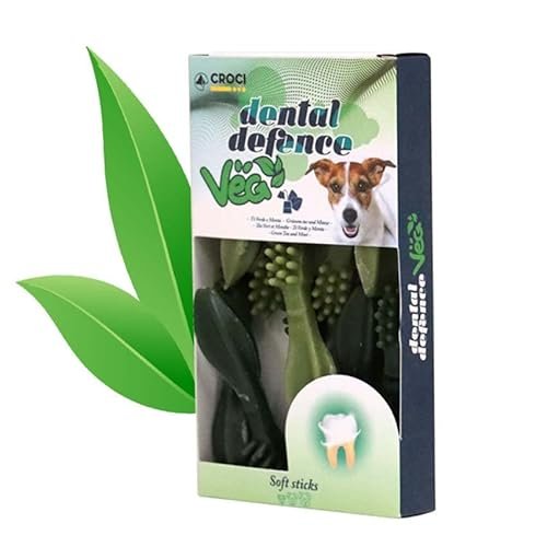 Croci Dental Defense Veg 2 szt warzywne przekąski dla psów, szczoteczka do zębów dla psa, zielona herbata i podbródek smak/rozmiar L 100 g