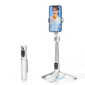 Selfie stick - UCHWYT SELFIE MINI - z odpinanym pilotem bluetooth i tripodem - P70S Plus BIAŁY - miniaturka - grafika 1
