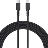 Kable USB - Aukey Kabel nylonowy USB-C do USB-C, PD, 100W, 0.48 Gbps, 1,8m, czarny - miniaturka - grafika 1