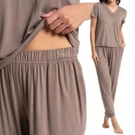 Piżamy damskie - PIŻAMA DAMSKA BAMBUSOWA Z DŁUGIMI SPODNIAMI WISKOZA MORAJ 3XL MOCCA - miniaturka - grafika 1