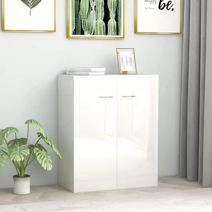 vidaXL vidaXL Szafka na wysoki połysk, biała, 60 x 30 x 75 cm, płyta wiórowa - Szafki do salonu - miniaturka - grafika 1