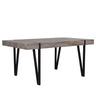 Stoły - Beliani Stół do jadalni 180 x 90 cm ciemne drewno z czarnym ADENA - miniaturka - grafika 1