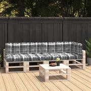 Poduszki ogrodowe - vidaXL Poduszki na sofę z palet, 5 szt., szara kratka - miniaturka - grafika 1