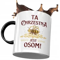 Kubki - Kubek Czarny Dla Chrzestnej na Urodziny na Prezent z Nadrukiem ze Zdjęciem+ Opakowanie na prezent (wzór 01) - miniaturka - grafika 1