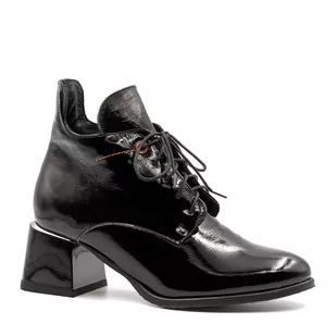Czarne lakierowane botki LM60361 - Neścior - Botki damskie - miniaturka - grafika 1