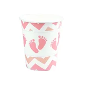 Baby shower i roczek - Kubki papierowe na baby shower stópki różowy 6szt - miniaturka - grafika 1