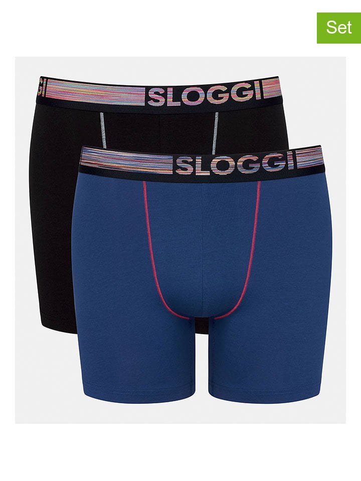 Sloggi Bokserki (2 pary) w kolorze niebiesko-czarnym