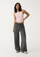 Spodnie damskie - Stradivarius Długie luźne spodnie eleganckie Ciemnoszary XL - miniaturka - grafika 1