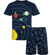 Piżamy męskie - Męska piżama z krótkim rękawem, z motywem układu słonecznego, granatowa - miniaturka - grafika 1
