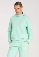 Bluzy damskie - Damska bluza z kapturem - miętowa bluza damska M1034 rozmiar L - Empik - miniaturka - grafika 1