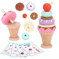 Zabawki interaktywne dla dzieci - UKŁADANKA DREWNIANE LODY  MONTESSORI CUKIERNIA 12 EL. - miniaturka - grafika 1