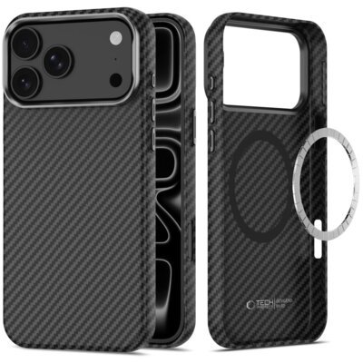 Etui TECH-PROTECT Ion Carbon MagSafe do Apple iPhone 17 Pro Max/18 Pro Max Czarno-srebrny