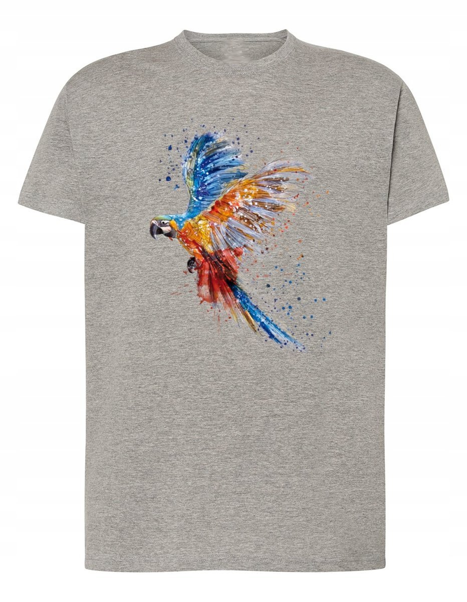 T-Shirt męski nadruk zwierzę Kolorowa PAPUGA r.XS