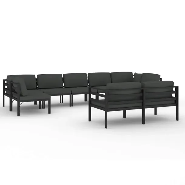 Modułowy zestaw wypoczynkowy do ogrodu antracytowy z poduszkami, aluminium