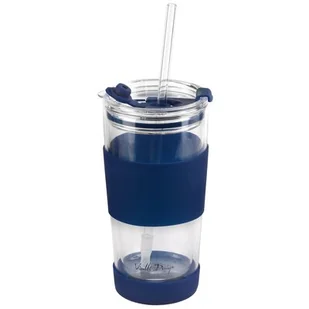 Kubek termiczny szklany ze słomką 600 ml granatowy Fuori - Kubki termiczne - miniaturka - grafika 1