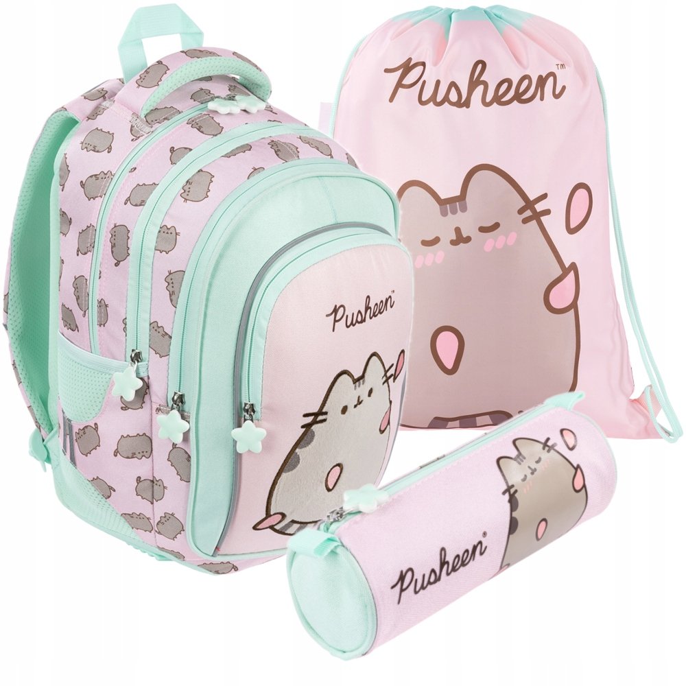 Plecak szkolny młodzieżowy tornister Pusheen Pink dla dziewczynki Zestaw