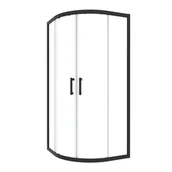 Kabiny prysznicowe - Kabina prysznicowa półokrągła Easy 80 x 80 x 190 cm czarna Sensea - miniaturka - grafika 1