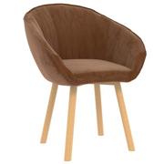 Krzesła - vidaXL Krzesło stołowe, brązowe, obite aksamitem - miniaturka - grafika 1