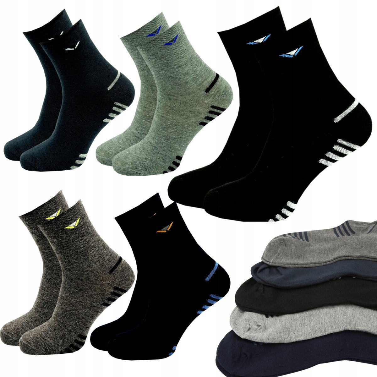 5 Par Skarpety NIEUCISKOWE Męskie Długie Skarpetki Bawełna 95% 42-46