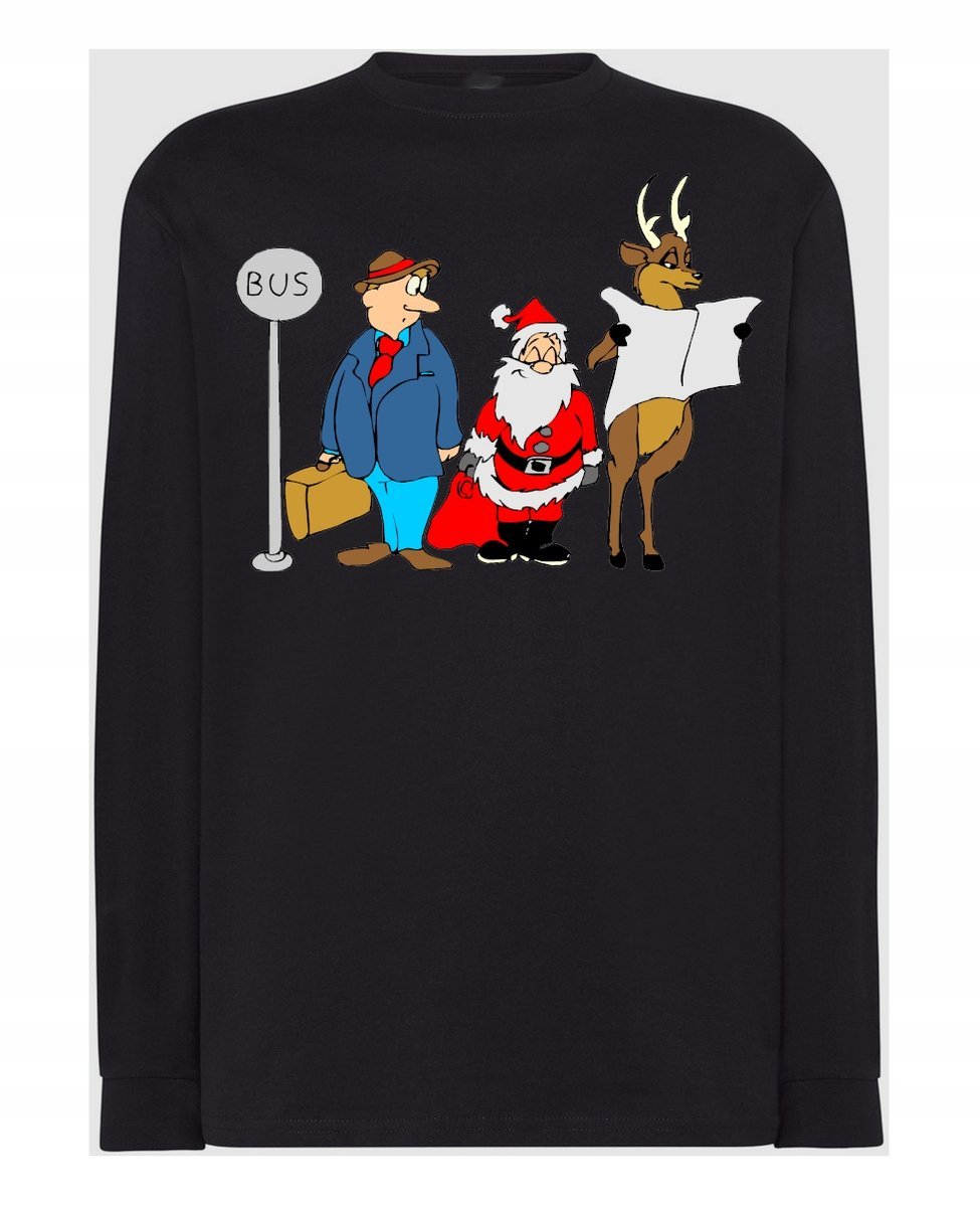 Longsleeve męski nadruk Śmieszny Mikołaj Rozm.4XL