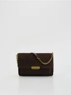 Torebki damskie - Reserved - Zamszowa torebka na ramię - ciemnobrązowy - miniaturka - grafika 1