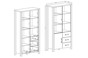 Witryna dwudrzwiowa z szufladami Olin 13 - dąb karmel / czarny supermat - Witryny - miniaturka - grafika 3