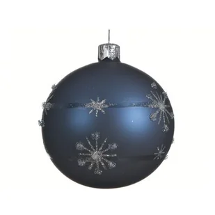 Bombka szklana dekorowana mat granatowa 8 cm - Bombki - miniaturka - grafika 1