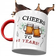 Kubki - Kubek Czerwony na Urodziny 18 18ste 18-ste Prezent z Nadrukiem ze Zdjęciem + Opakowanie na prezent (wzór 03) - miniaturka - grafika 1