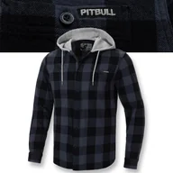Koszule męskie - Męska Koszula Flanelowa z Kapturem Pitbull Woodson Koszula w Kratę Bawełna - miniaturka - grafika 1