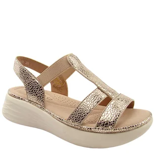 Potocki 90323 damskie sandały wsuwane na platformie złote - Sandały damskie Potocki 90323 damskie sandały wsuwane na platformie złote - Sandały damskie - miniaturka - grafika 1