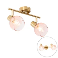 Lampy sufitowe - QAZQA Art Deco punktowe złoto z różowym szkłem 2 światła - Vidro - miniaturka - grafika 1