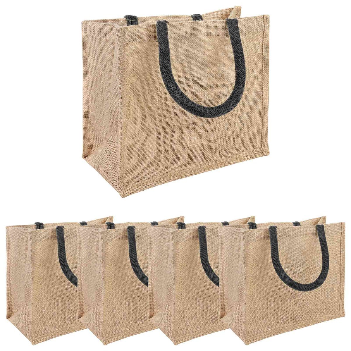 vidaXL Torebki jutowe 5 pcs Naturalny i czarny 26 x 22 x 14 cm