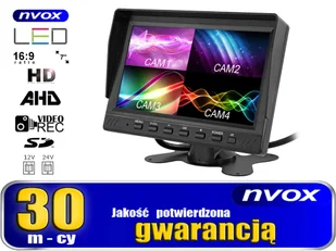 Monitor samochodowy LCD 7" AHD 4PIN z funkcją rejestratora 12V 24V - Car Video - miniaturka - grafika 6