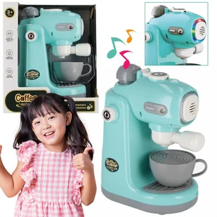 Zabawkowy EKSPRES do parzenia kawy dla dzieci + filiżanka, ŚWIATŁO, DŹWIĘK, zestaw do robienia kawy 3+ - Zabawy w naśladowanie dorosłych - miniaturka - grafika 1