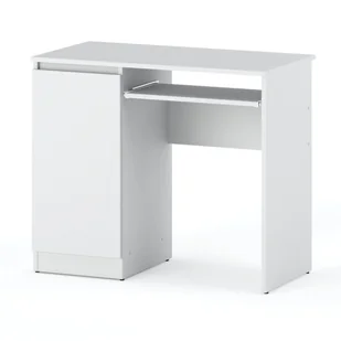 Biurko Białe Komputerowe 90 CM Z 2 Półkami Meble Gamingowe Szkolne - Biurka gamingowe - miniaturka - grafika 1